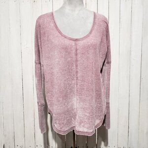 Lucky Brand M Top Thermal Knit Pink Mauve Grunge Cozy Comfy Boho Indie Punk
